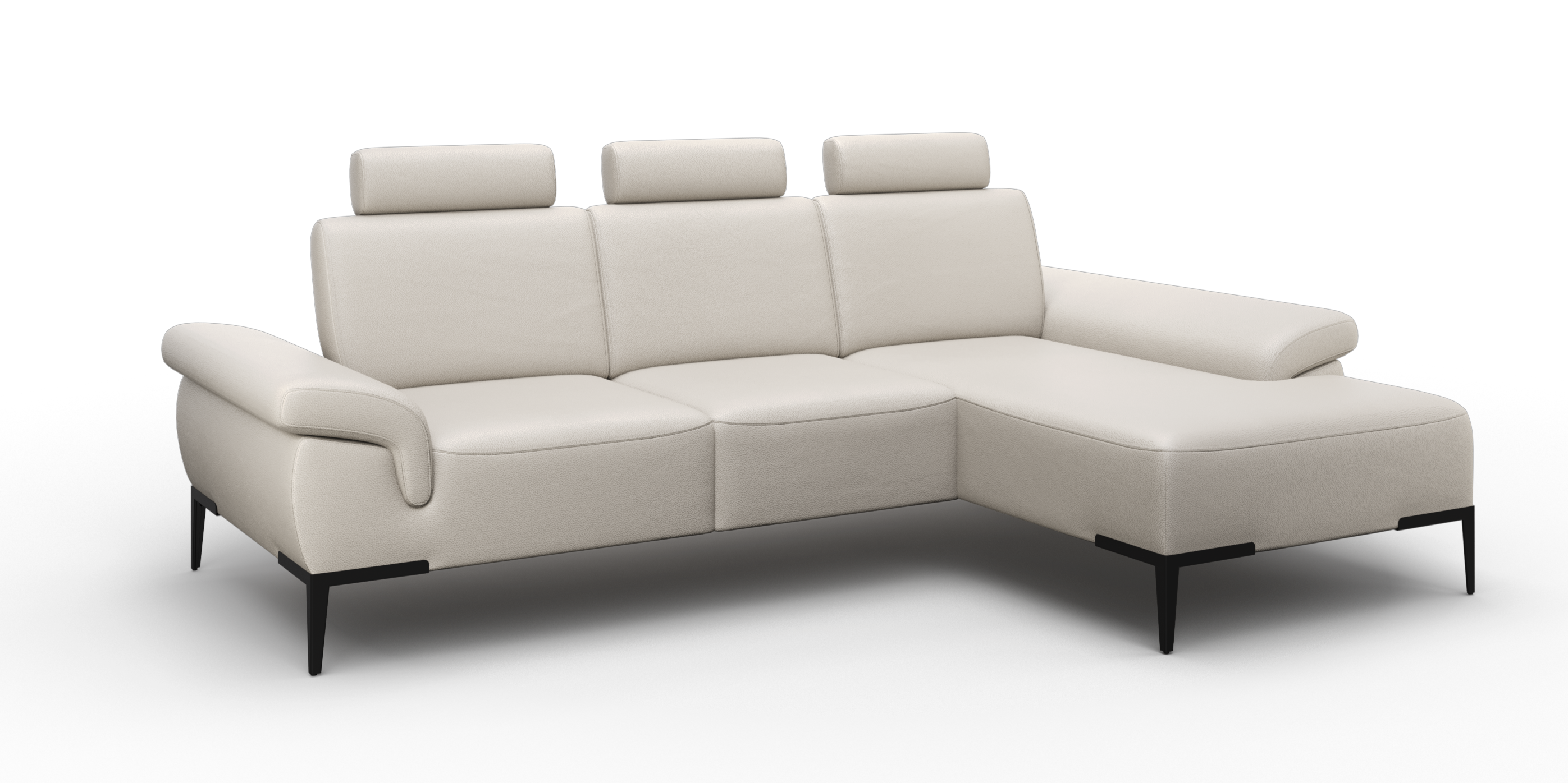 Sofa z longchair i pogłębianym siedziskiem